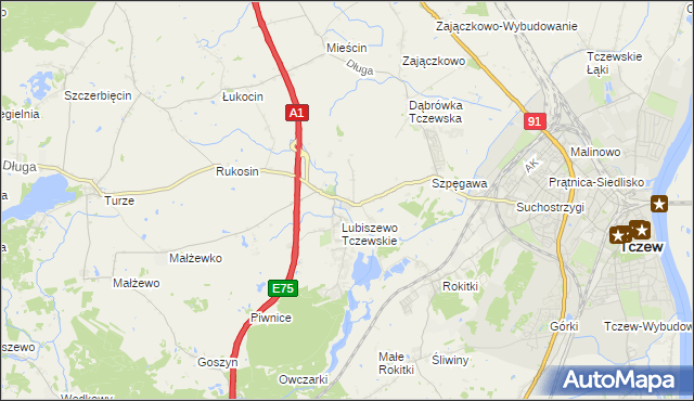 mapa Stanisławie gmina Tczew, Stanisławie gmina Tczew na mapie Targeo