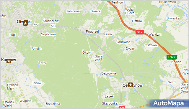 mapa Stara Wieś gmina Celestynów, Stara Wieś gmina Celestynów na mapie Targeo