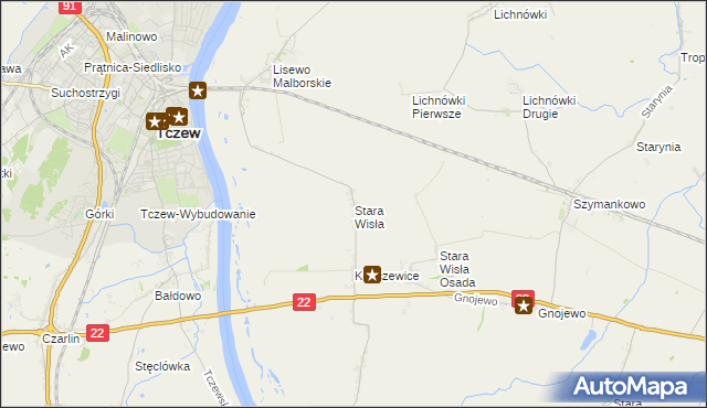 mapa Stara Wisła, Stara Wisła na mapie Targeo