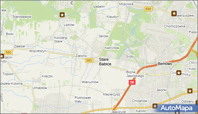 mapa Stare Babice, Stare Babice na mapie Targeo
