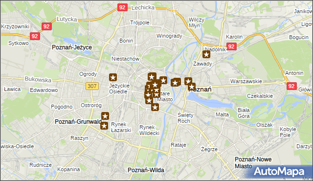 mapa Stare Miasto gmina Poznań, Stare Miasto gmina Poznań na mapie Targeo