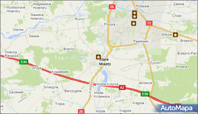 mapa Stare Miasto powiat koniński, Stare Miasto powiat koniński na mapie Targeo