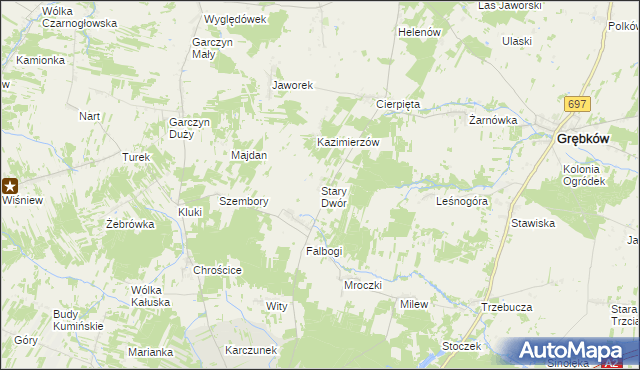 mapa Stary Dwór gmina Wierzbno, Stary Dwór gmina Wierzbno na mapie Targeo