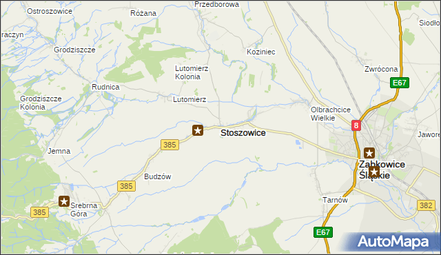 mapa Stoszowice, Stoszowice na mapie Targeo