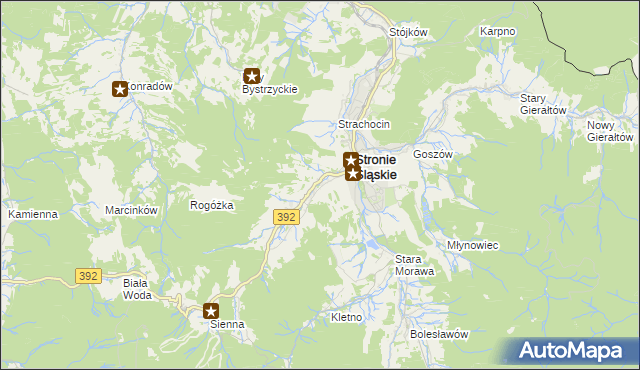 mapa Stronie Śląskie powiat kłodzki, Stronie Śląskie powiat kłodzki na mapie Targeo
