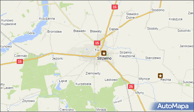mapa Strzelno powiat mogileński, Strzelno powiat mogileński na mapie Targeo