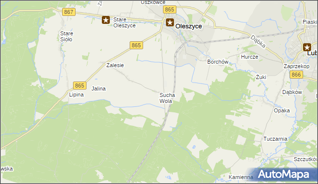 mapa Sucha Wola, Sucha Wola na mapie Targeo