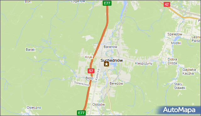 mapa Suchedniów, Suchedniów na mapie Targeo