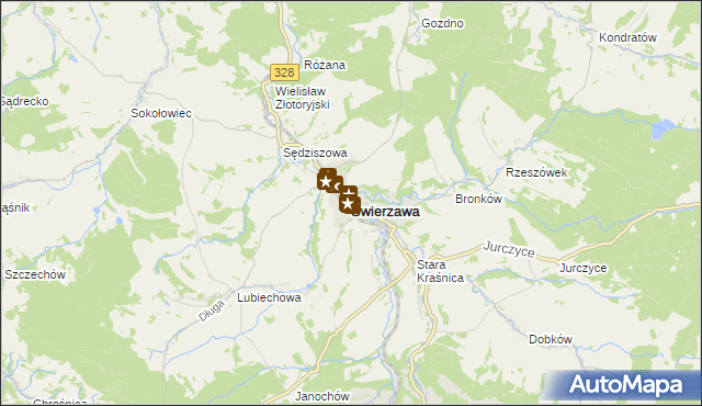 mapa Świerzawa, Świerzawa na mapie Targeo