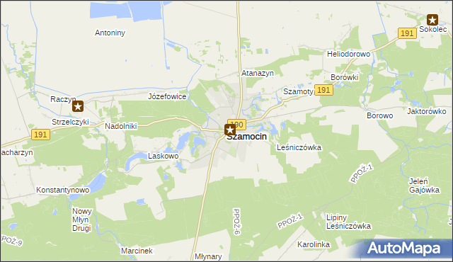 mapa Szamocin powiat chodzieski, Szamocin powiat chodzieski na mapie Targeo