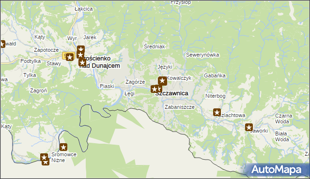 mapa Szczawnica, Szczawnica na mapie Targeo