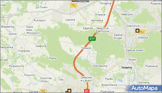 mapa Szewce gmina Sitkówka-Nowiny, Szewce gmina Sitkówka-Nowiny na mapie Targeo
