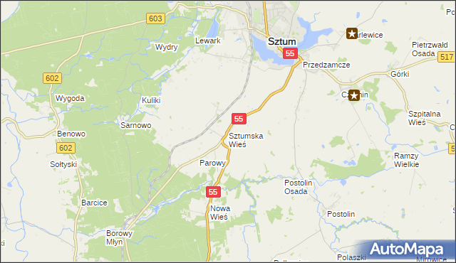 mapa Sztumska Wieś, Sztumska Wieś na mapie Targeo