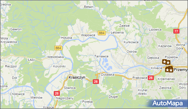 mapa Tarnawce, Tarnawce na mapie Targeo