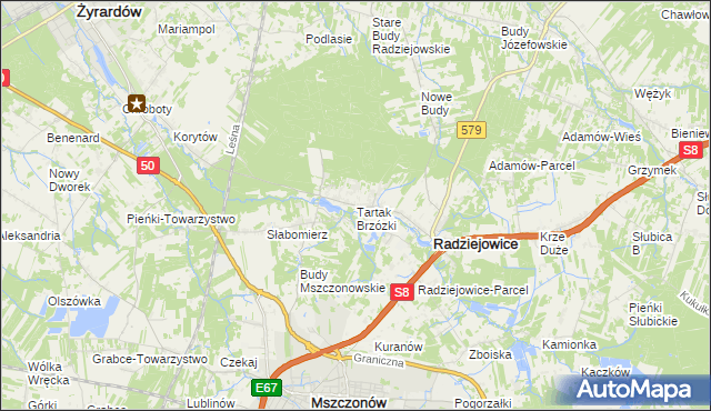 mapa Tartak Brzózki, Tartak Brzózki na mapie Targeo