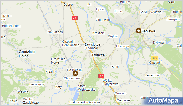 mapa Tryńcza, Tryńcza na mapie Targeo