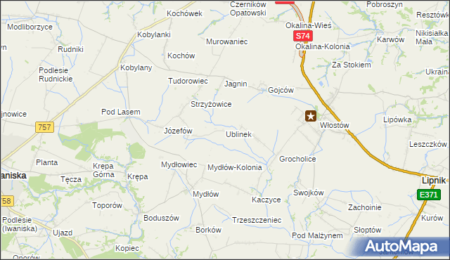 mapa Ublinek, Ublinek na mapie Targeo