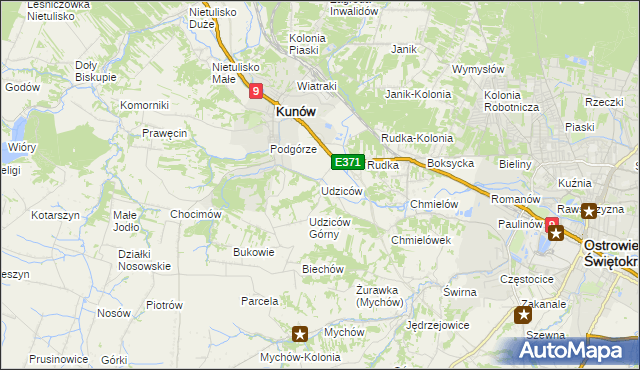 mapa Udziców, Udziców na mapie Targeo