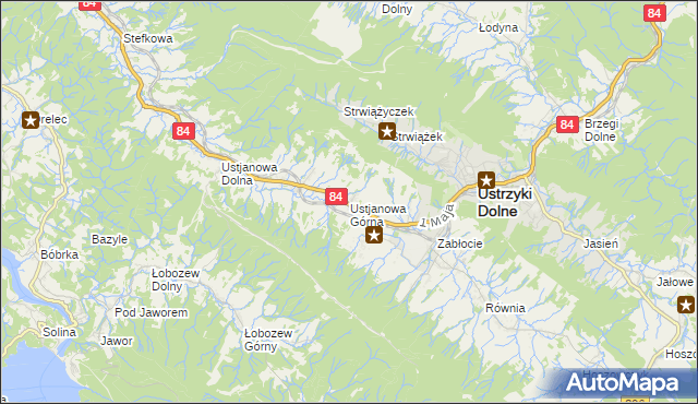 mapa Ustjanowa Górna, Ustjanowa Górna na mapie Targeo