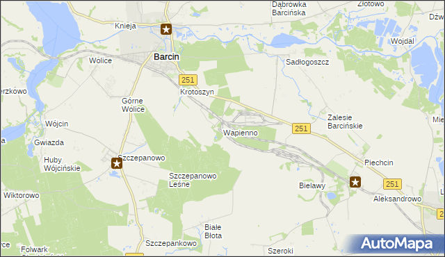 mapa Wapienno, Wapienno na mapie Targeo