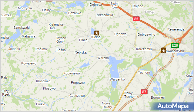 mapa Warzno, Warzno na mapie Targeo