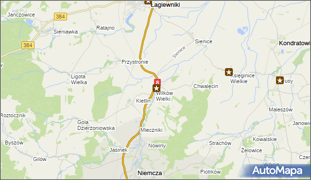 mapa Wilków Wielki, Wilków Wielki na mapie Targeo