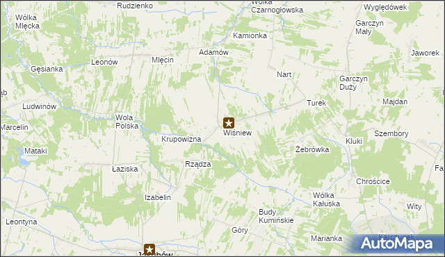 mapa Wiśniew gmina Jakubów, Wiśniew gmina Jakubów na mapie Targeo