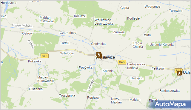 mapa Wojsławice powiat chełmski, Wojsławice powiat chełmski na mapie Targeo
