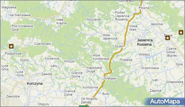 mapa Wola Komborska, Wola Komborska na mapie Targeo