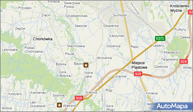 mapa Wrocanka gmina Miejsce Piastowe, Wrocanka gmina Miejsce Piastowe na mapie Targeo