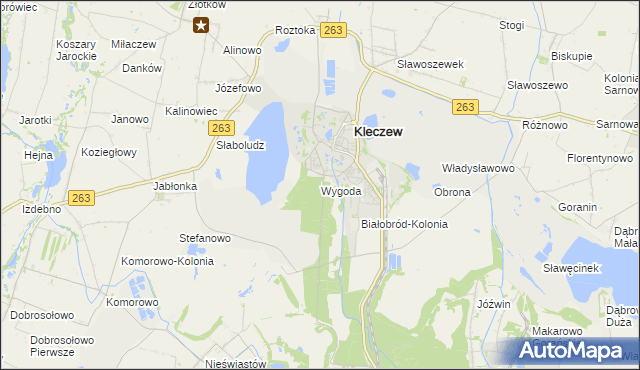 mapa Wygoda gmina Kazimierz Biskupi, Wygoda gmina Kazimierz Biskupi na mapie Targeo