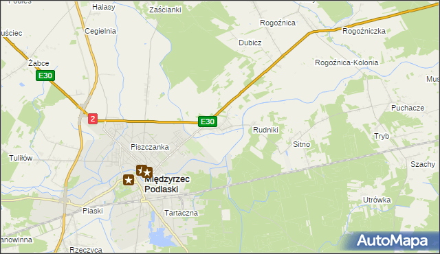 mapa Wysokie gmina Międzyrzec Podlaski, Wysokie gmina Międzyrzec Podlaski na mapie Targeo