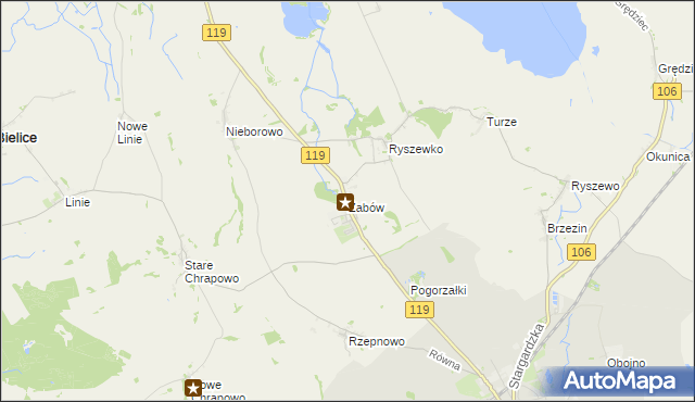 mapa Żabów, Żabów na mapie Targeo