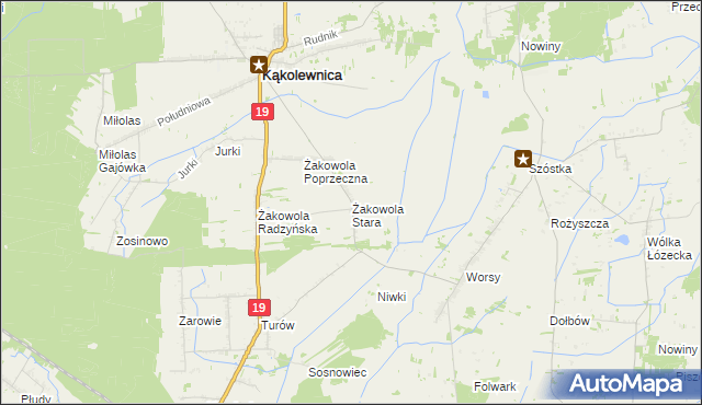 mapa Żakowola Stara, Żakowola Stara na mapie Targeo