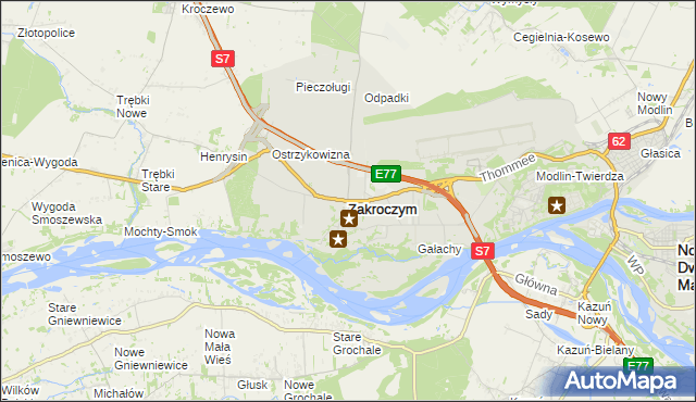 mapa Zakroczym, Zakroczym na mapie Targeo