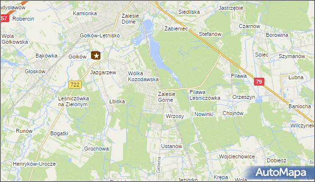 mapa Zalesie Górne, Zalesie Górne na mapie Targeo