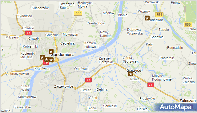 mapa Zalesie Gorzyckie, Zalesie Gorzyckie na mapie Targeo
