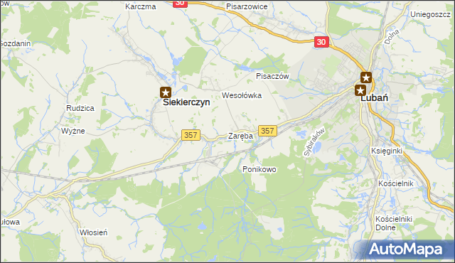 mapa Zaręba gmina Siekierczyn, Zaręba gmina Siekierczyn na mapie Targeo