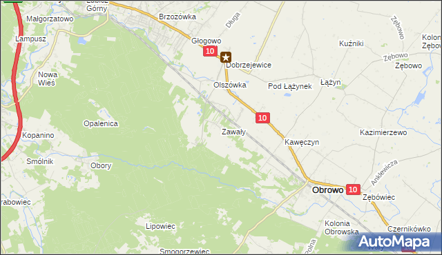 mapa Zawały gmina Obrowo, Zawały gmina Obrowo na mapie Targeo