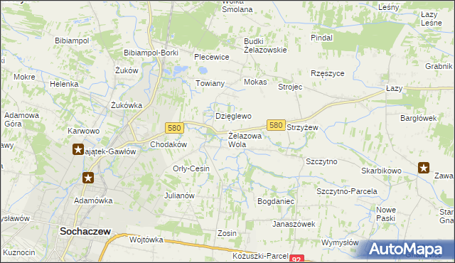 mapa Żelazowa Wola, Żelazowa Wola na mapie Targeo