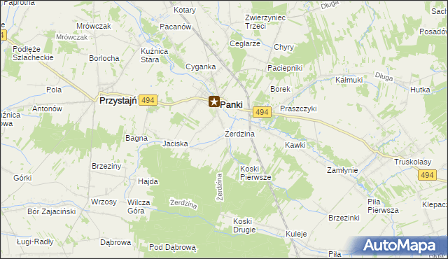 mapa Żerdzina, Żerdzina na mapie Targeo