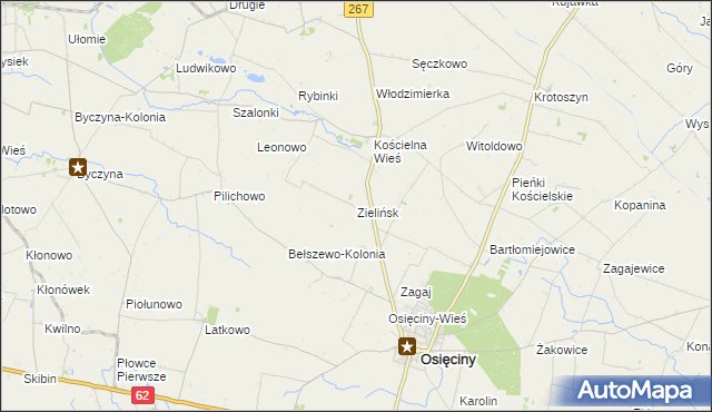 mapa Zielińsk, Zielińsk na mapie Targeo