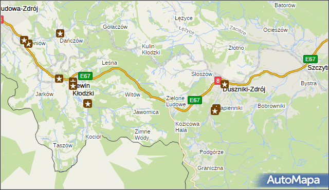 mapa Zielone Ludowe, Zielone Ludowe na mapie Targeo
