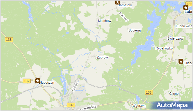 mapa Żubrów, Żubrów na mapie Targeo