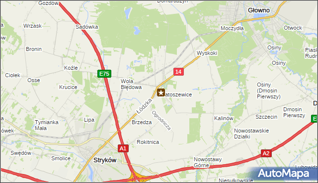 mapa Bratoszewice, Bratoszewice na mapie Targeo