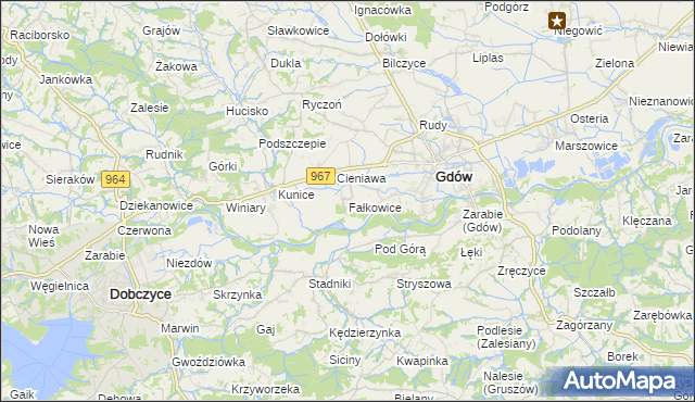 mapa Fałkowice gmina Gdów, Fałkowice gmina Gdów na mapie Targeo