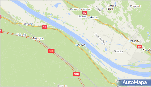 mapa Gajtowo, Gajtowo na mapie Targeo