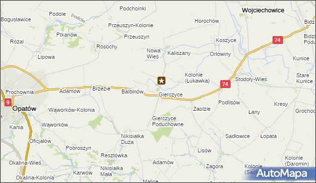 mapa Gierczyce gmina Wojciechowice, Gierczyce gmina Wojciechowice na mapie Targeo