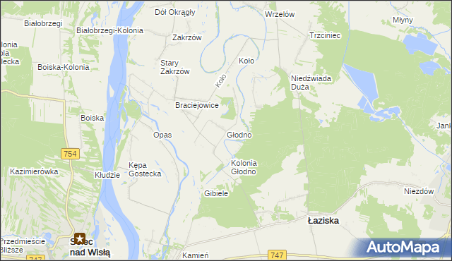 mapa Głodno gmina Łaziska, Głodno gmina Łaziska na mapie Targeo