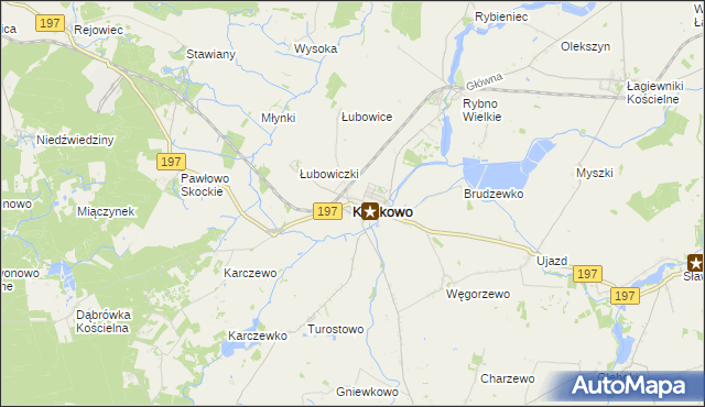 mapa Kiszkowo powiat gnieźnieński, Kiszkowo powiat gnieźnieński na mapie Targeo